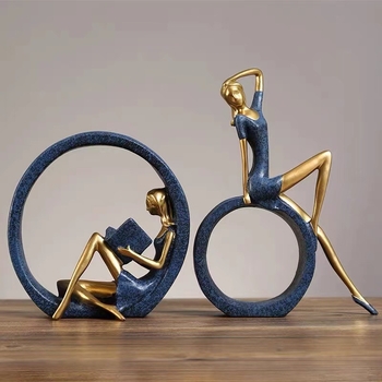 Rezinfigura: olvasó lány, modern minimál stílusban, Teng teng