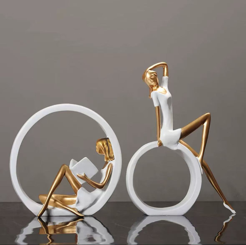 Rezinfigura: olvasó lány, modern minimál stílusban, Teng teng