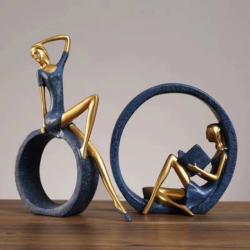 Rezinfigura: olvasó lány, modern minimál stílusban, Teng teng