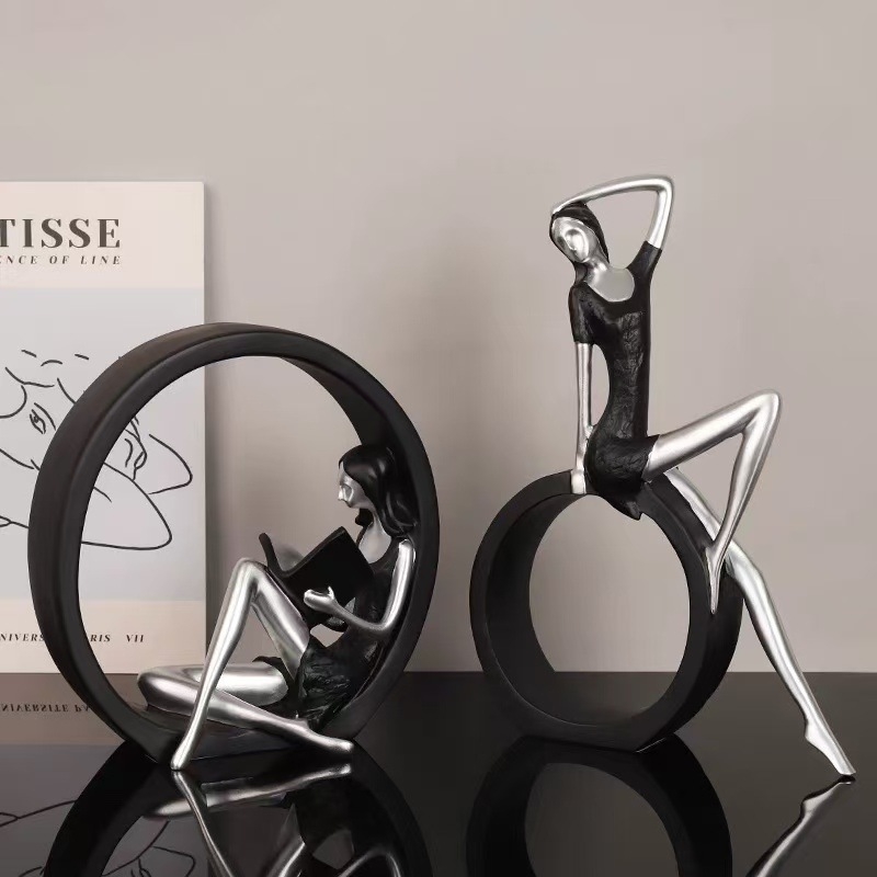 Rezinfigura: olvasó lány, modern minimál stílusban, Teng teng