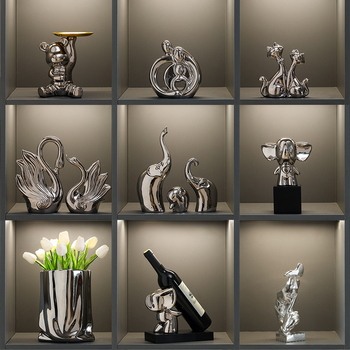 Κεραμική φιγούρα ζώου για οικιακή διακόσμηση, στυλ light luxury, επιτραπέζιο γλυπτό για έπιπλο τηλεόρασης και σαλόνι