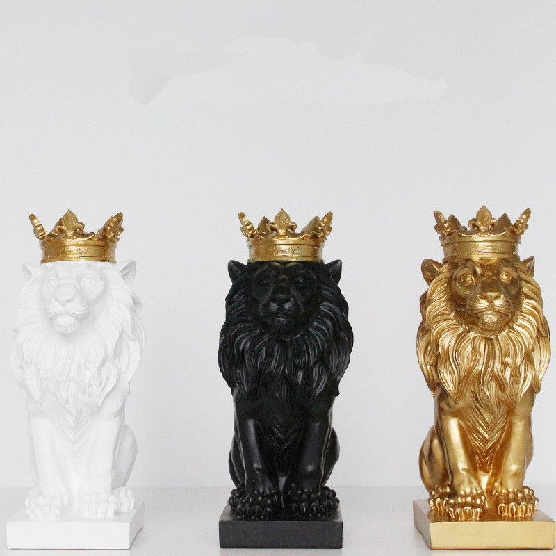 Σκανδιναβικό διακοσμητικό λιοντάρι με κορώνα από ρητίνη για είσοδο, σαλόνι, ντουλάπι τηλεόρασης και ντουλάπι κρασιών | Μάρκα: Weiyi Home; Υλικό: Ρητίνη; Προσαρμογή: Όχι