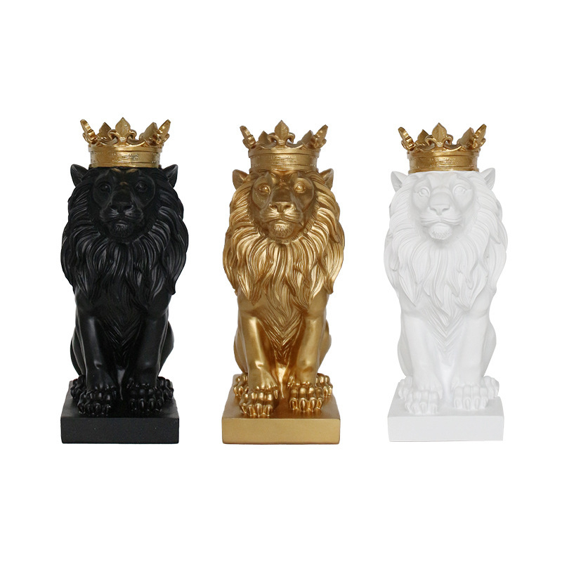 Σκανδιναβικό διακοσμητικό λιοντάρι με κορώνα από ρητίνη για είσοδο, σαλόνι, ντουλάπι τηλεόρασης και ντουλάπι κρασιών | Μάρκα: Weiyi Home; Υλικό: Ρητίνη; Προσαρμογή: Όχι