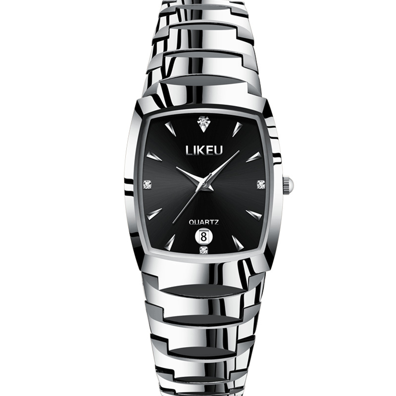 Ceas de bărbați, quartz impermeabil, cadran pătrat, afișaj analog, calendar, model 1192G, stil business