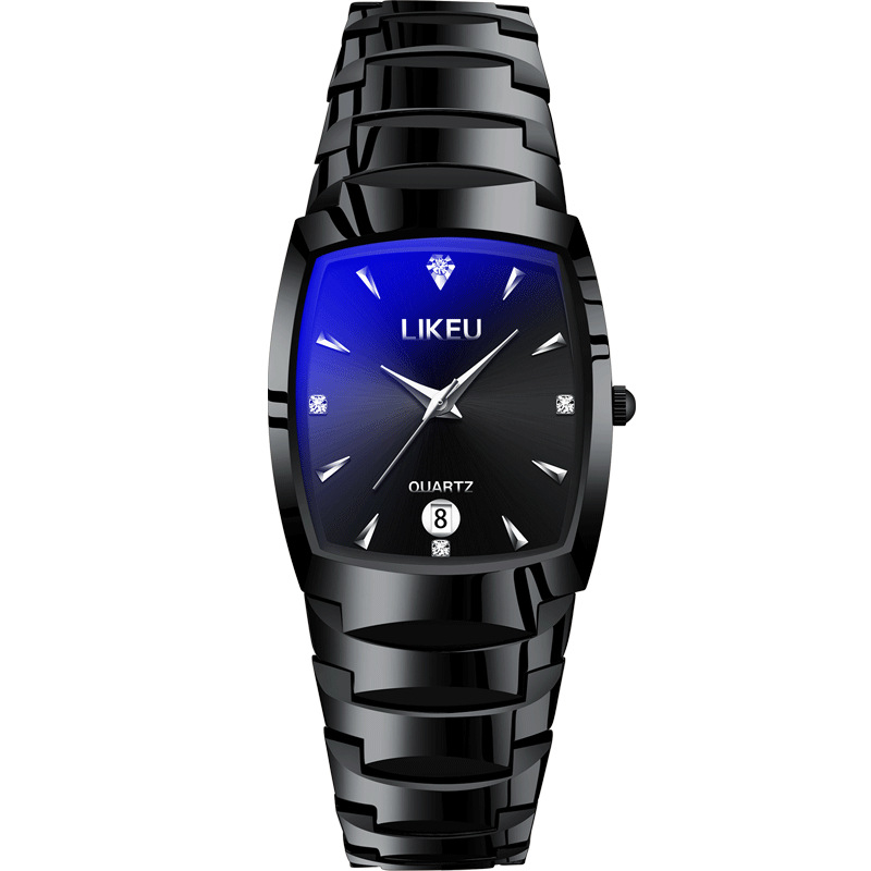 Ceas de bărbați, quartz impermeabil, cadran pătrat, afișaj analog, calendar, model 1192G, stil business