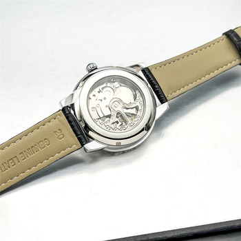 Αυτόματο μηχανικό ρολόι με σκελετωμένο σχεδιασμό για άνδρες, ρετρό υψηλής ποιότητας στυλ, αναλογικό καντράν, ανθεκτικό στα νερά μέχρι 30 m, φωτιζόμενος καντράν, γνήσιο δερμάτινο λουρί