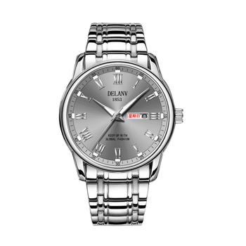 Ανδρικό ρολόι μόδας με κίνηση Quartz, φωτεινός καντράν, ημερολόγιο και ένδειξη ημέρας, αδιάβροχο μέχρι 30 μέτρα