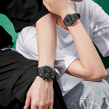 Мъжки многофункционален спортен часовник за открито – луминесцентен, 50m водоустойчив, електронно движение (японски, 2016), дисплей: стрелки + цифри, аларма