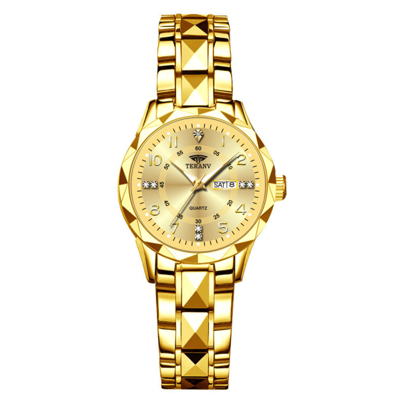 Naiselik kell romba kujulises iir, topelt kalender, kvarts liikumine, 30M veekindlus, diali diameeter 29 mm, korpus sulamist