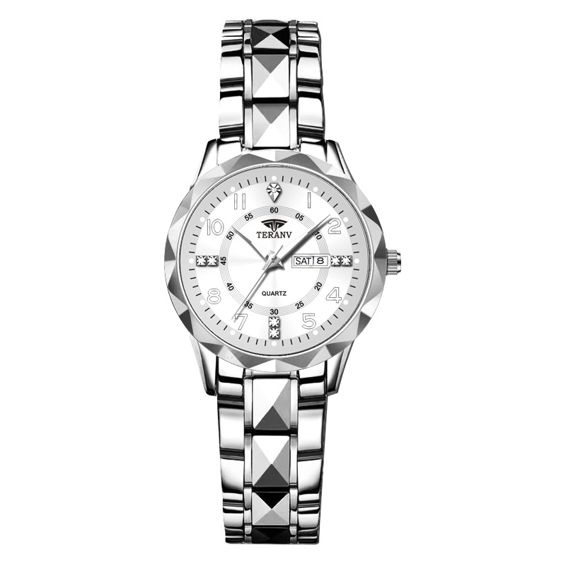 Naiselik kell romba kujulises iir, topelt kalender, kvarts liikumine, 30M veekindlus, diali diameeter 29 mm, korpus sulamist