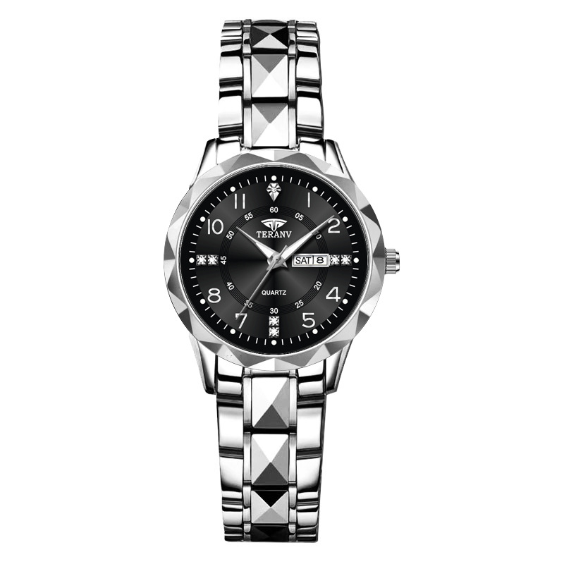 Naiselik kell romba kujulises iir, topelt kalender, kvarts liikumine, 30M veekindlus, diali diameeter 29 mm, korpus sulamist