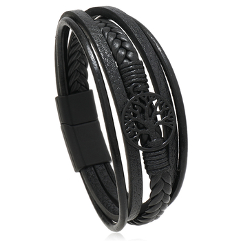 Brățară cu motiv Copacul Vieții - Unisex, Cortex, lucrat manual, stil geometric, închizătoare magnetică din aliaj