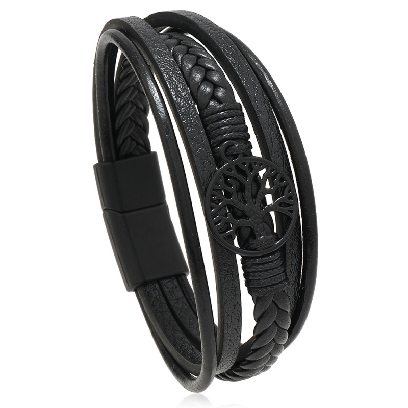 Brățară cu motiv Copacul Vieții - Unisex, Cortex, lucrat manual, stil geometric, închizătoare magnetică din aliaj