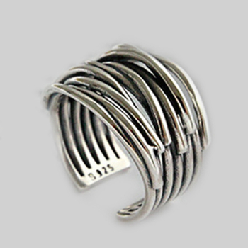 Δαχτυλίδι με πολυεπίπεδη περιέλιξη και διασταυρούμενες γραμμές, επικαλυμμένο με ασήμι, ανοιχτός σχεδιασμός, unisex