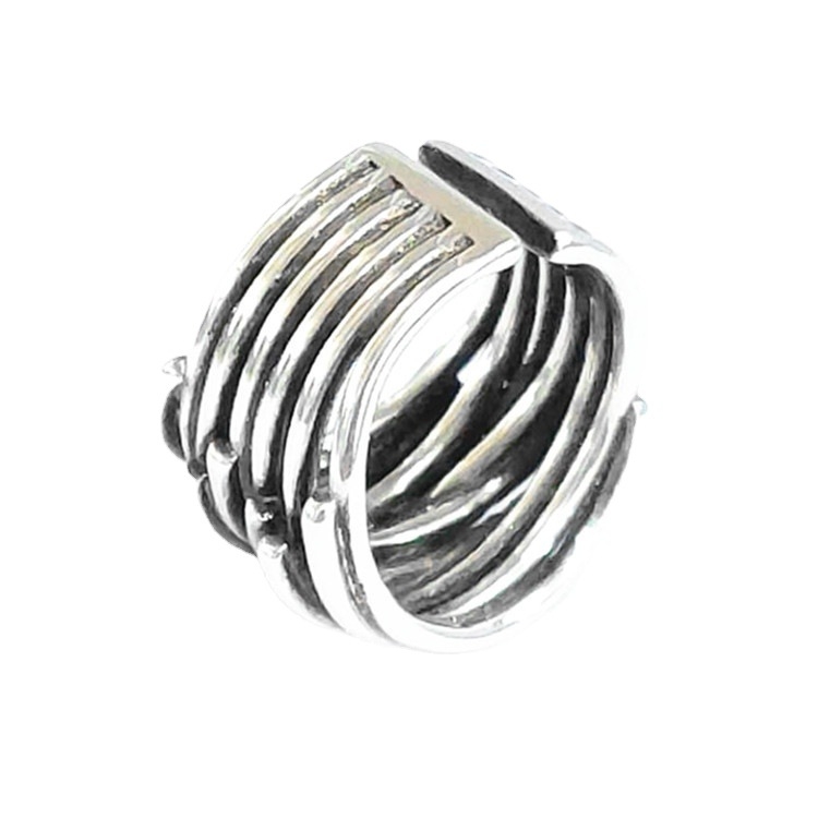 Δαχτυλίδι με πολυεπίπεδη περιέλιξη και διασταυρούμενες γραμμές, επικαλυμμένο με ασήμι, ανοιχτός σχεδιασμός, unisex