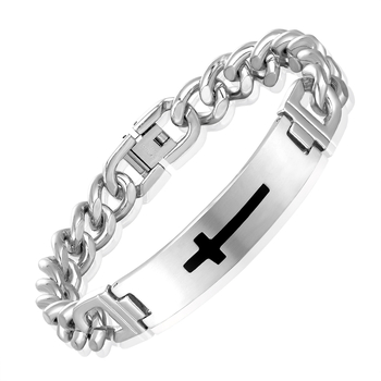 Rozsdamentes acél karkötő elektroplakálással, geometriai design, uniszex, hip-hop stílus