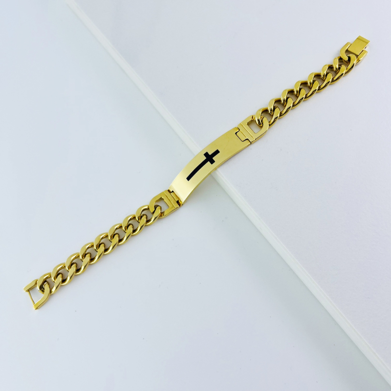 Rozsdamentes acél karkötő elektroplakálással, geometriai design, uniszex, hip-hop stílus