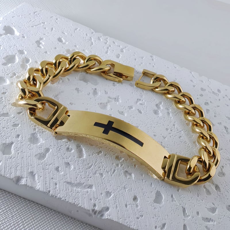 Rozsdamentes acél karkötő elektroplakálással, geometriai design, uniszex, hip-hop stílus