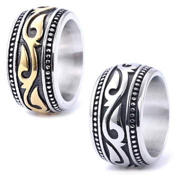 Δαχτυλίδι από ανοξείδωτο ατσάλι, γυαλισμένο, unisex εξωτικό σχέδιο Τοτέμ Κύκλος, ρετρό ευρωπαϊκό-αμερικανικό στυλ