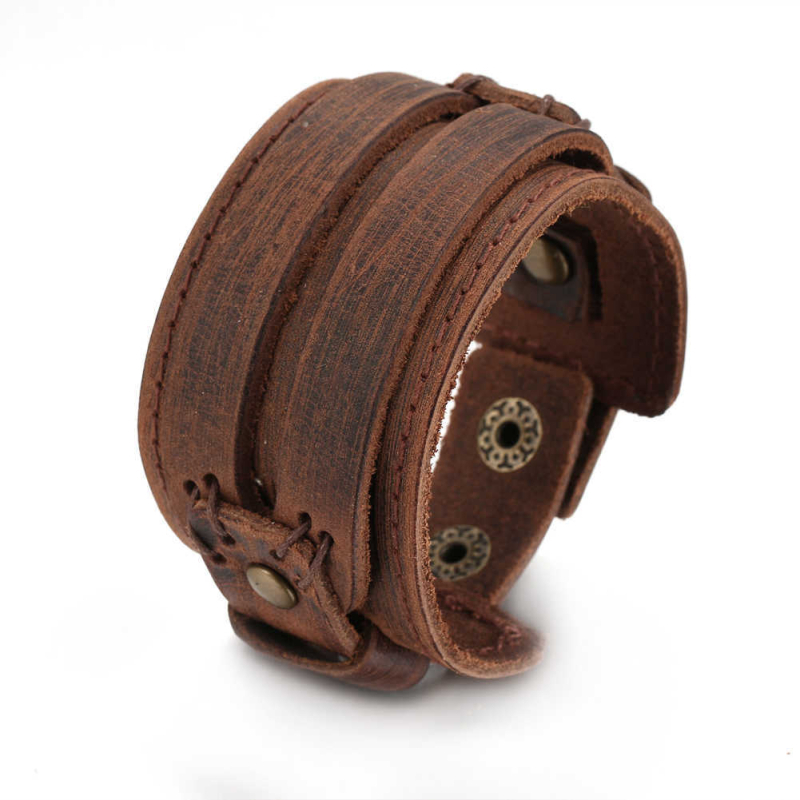 Unisex δερμάτινο βραχιόλι σε vintage στυλ με γεωμετρικό σχέδιο, μάρκα angyape, Προσαρμογή διαθέσιμη, Αριθμός παραγωγής B077