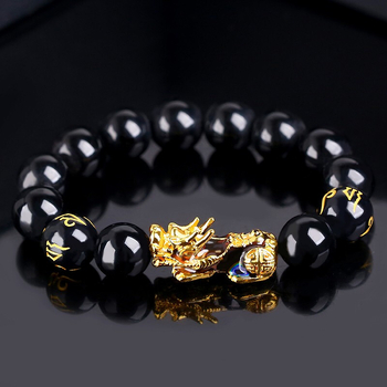 Brățară din obsidian, placare electrolitică, unisex, stil național, motive animale/zodii