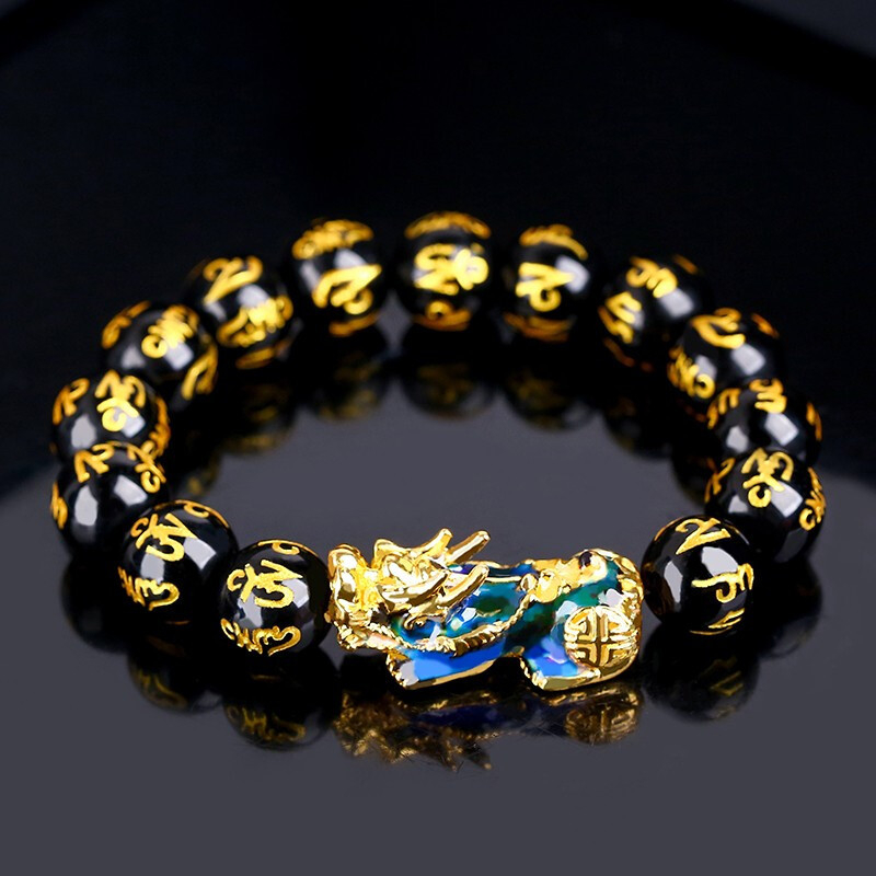 Brățară din obsidian, placare electrolitică, unisex, stil național, motive animale/zodii