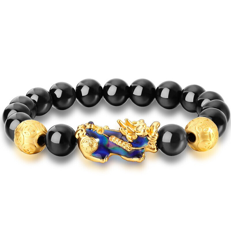 Brățară din obsidian, placare electrolitică, unisex, stil național, motive animale/zodii