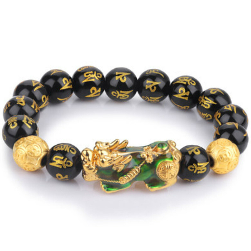 Brățară din obsidian, placare electrolitică, unisex, stil național, motive animale/zodii