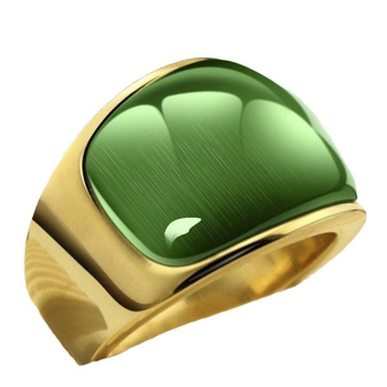 Unisex δαχτυλίδι από χαλκό με συνθετικό μάτι γάτας, ηλεκτροπλατιωμένο φινίρισμα, ZZLTD