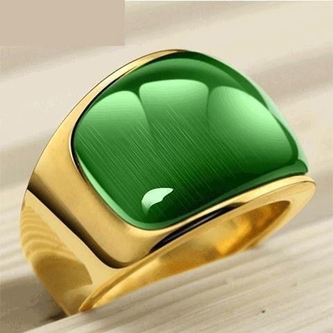 Unisex δαχτυλίδι από χαλκό με συνθετικό μάτι γάτας, ηλεκτροπλατιωμένο φινίρισμα, ZZLTD