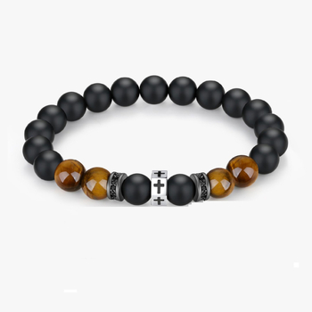 Férfiaknak szánt természetes kő karkötő, kézzel készített, geometriai formájú, személyes stílus — ideális ajándék a nyitóceremóniára