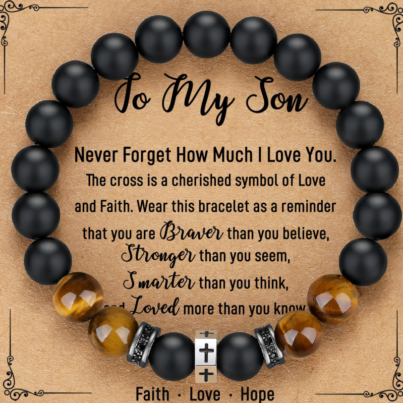 Férfiaknak szánt természetes kő karkötő, kézzel készített, geometriai formájú, személyes stílus — ideális ajándék a nyitóceremóniára