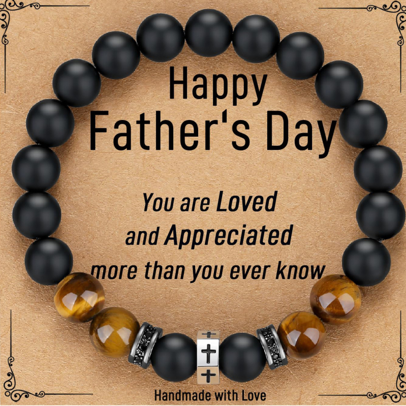 Férfiaknak szánt természetes kő karkötő, kézzel készített, geometriai formájú, személyes stílus — ideális ajándék a nyitóceremóniára