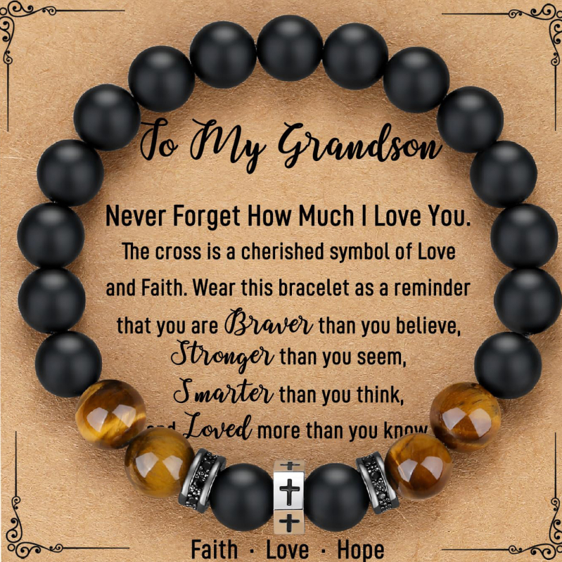 Férfiaknak szánt természetes kő karkötő, kézzel készített, geometriai formájú, személyes stílus — ideális ajándék a nyitóceremóniára