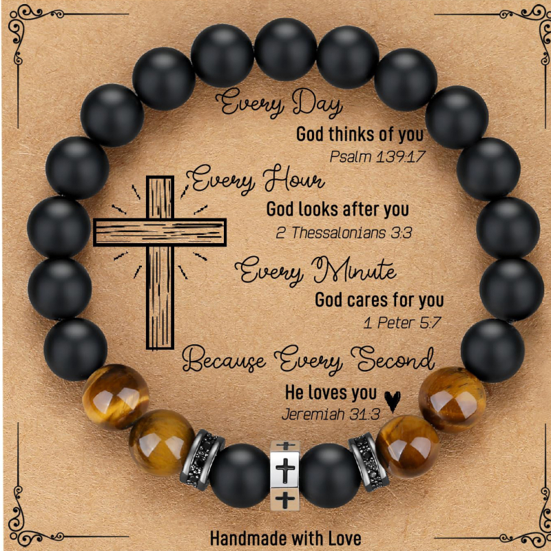 Férfiaknak szánt természetes kő karkötő, kézzel készített, geometriai formájú, személyes stílus — ideális ajándék a nyitóceremóniára