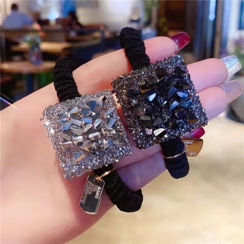 Λαστιχάκι μαλλιών με διακόσμηση τετραφύλλι - χειροποίητο ύφασμα, κορεατικό στυλ, υψηλή ελαστικότητα, λαμπερή διαμαντένια λεπτομέρεια