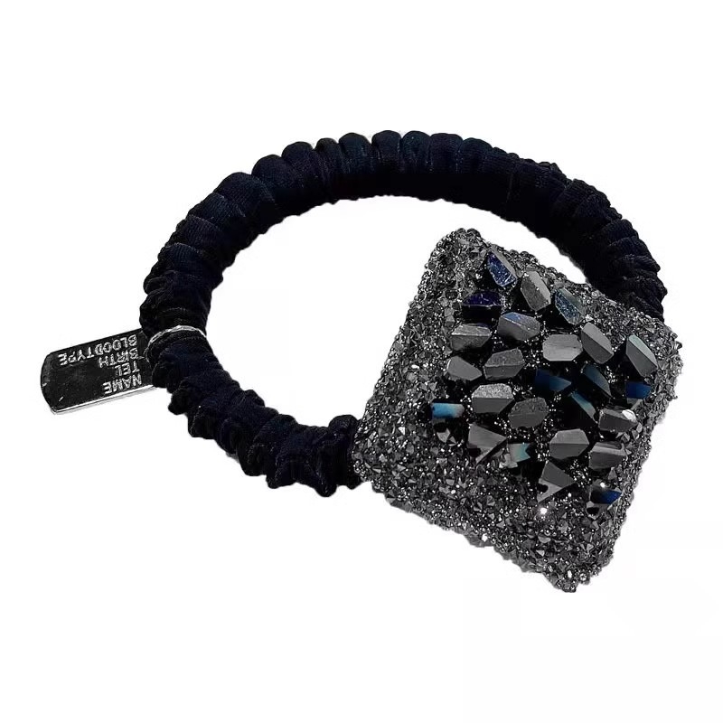 Λαστιχάκι μαλλιών με διακόσμηση τετραφύλλι - χειροποίητο ύφασμα, κορεατικό στυλ, υψηλή ελαστικότητα, λαμπερή διαμαντένια λεπτομέρεια