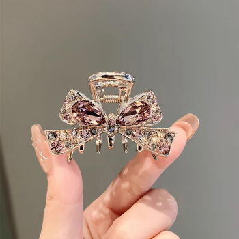 Κλιπ μαλλιών με φιόγκο στρας – ήμισυ-δέσιμο, κράμα μετάλλων