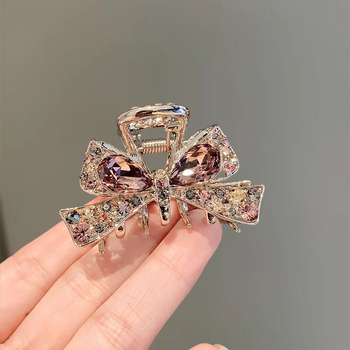 Κλιπ μαλλιών με φιόγκο στρας – ήμισυ-δέσιμο, κράμα μετάλλων