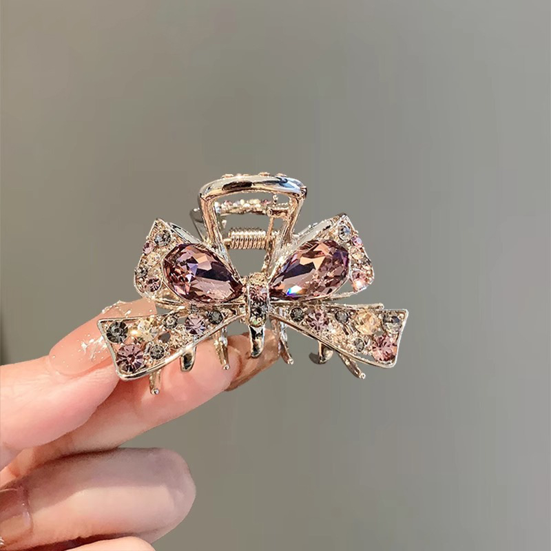 Κλιπ μαλλιών με φιόγκο στρας – ήμισυ-δέσιμο, κράμα μετάλλων