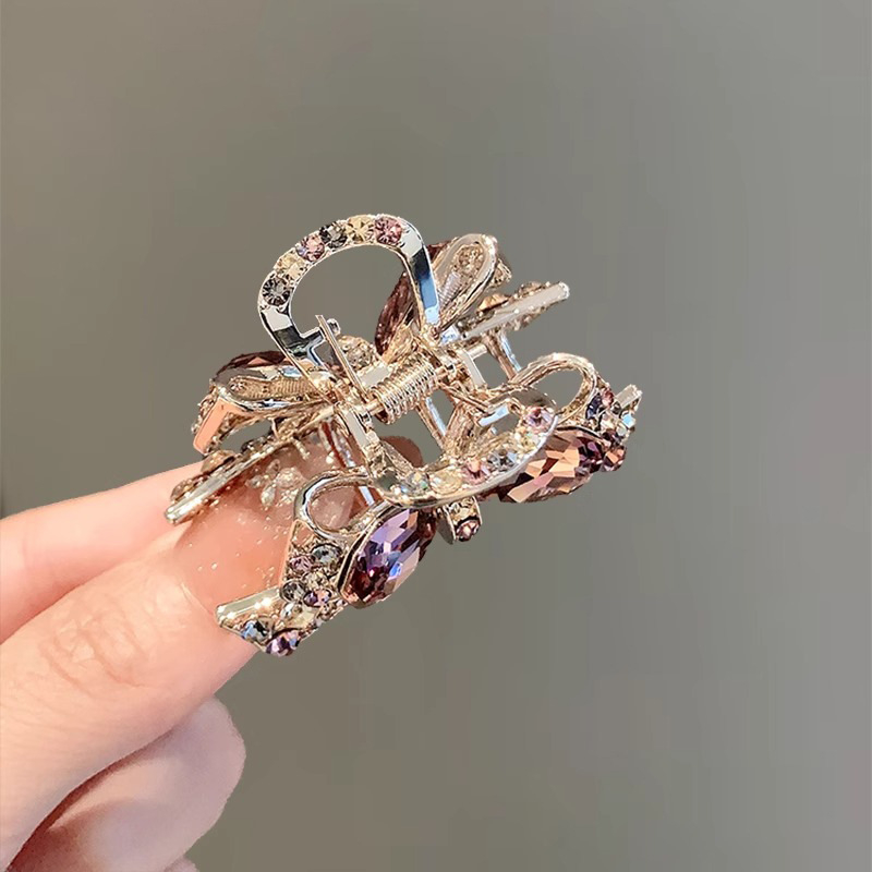 Κλιπ μαλλιών με φιόγκο στρας – ήμισυ-δέσιμο, κράμα μετάλλων