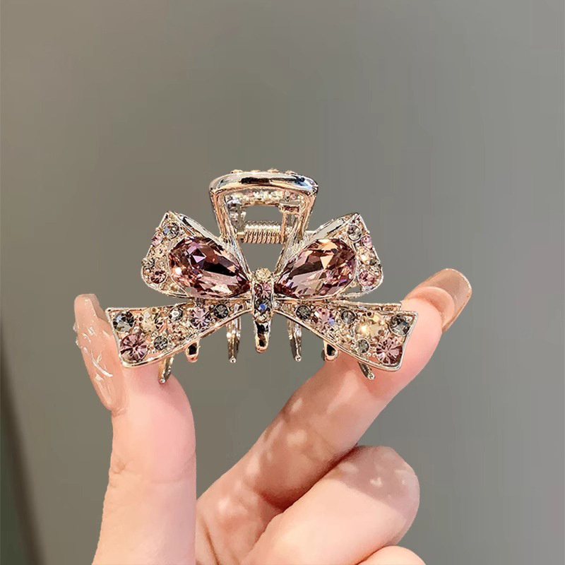 Κλιπ μαλλιών με φιόγκο στρας – ήμισυ-δέσιμο, κράμα μετάλλων