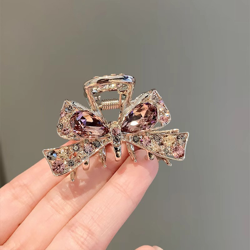 Κλιπ μαλλιών με φιόγκο στρας – ήμισυ-δέσιμο, κράμα μετάλλων