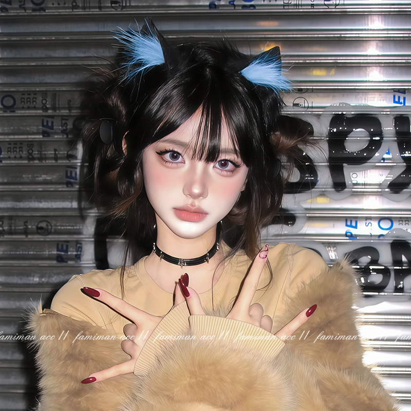 Λαστιάκι για το κεφάλι με γατιά αυτιά, υφασμάτινο, τρισδιάστατα αυτιά, χειροποίητο, κορεατικού στυλ, αξεσουάρ μαλλιών για γυναίκες