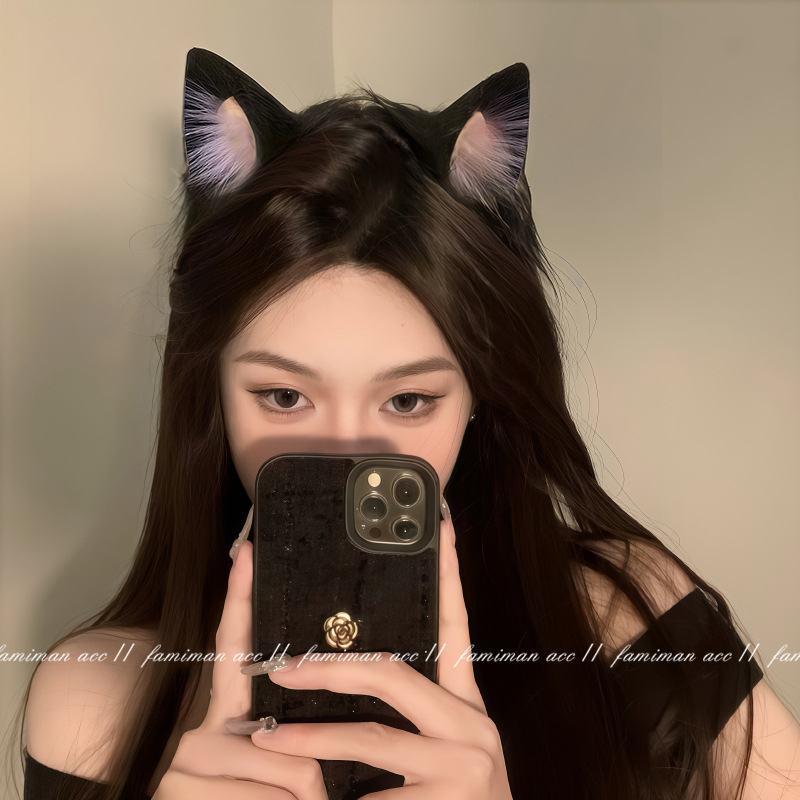 Λαστιάκι για το κεφάλι με γατιά αυτιά, υφασμάτινο, τρισδιάστατα αυτιά, χειροποίητο, κορεατικού στυλ, αξεσουάρ μαλλιών για γυναίκες