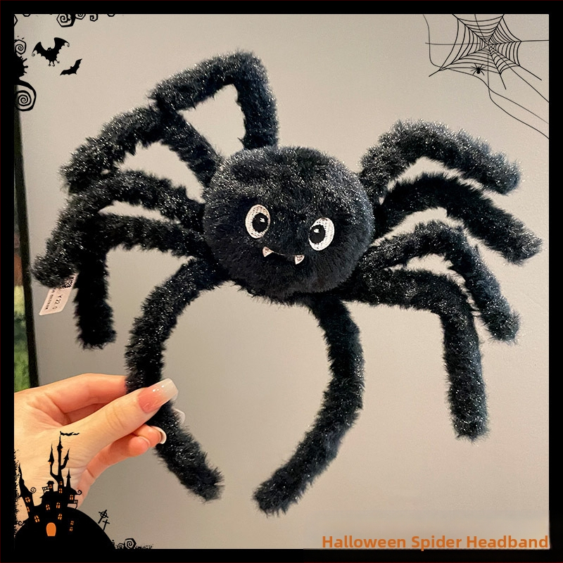 Κεφαλόδεσμος για Halloween με σκούρο σχέδιο αράχνης, χειροποίητος, από μίγμα υλικών, unisex