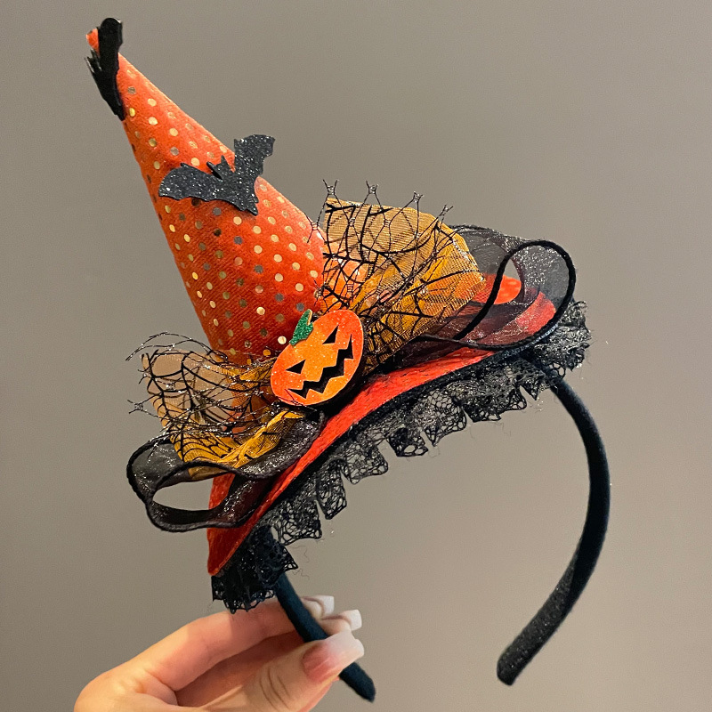 Κεφαλόδεσμος για Halloween με σκούρο σχέδιο αράχνης, χειροποίητος, από μίγμα υλικών, unisex