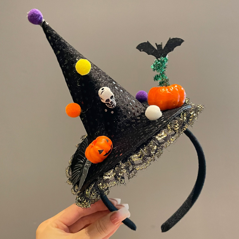 Κεφαλόδεσμος για Halloween με σκούρο σχέδιο αράχνης, χειροποίητος, από μίγμα υλικών, unisex