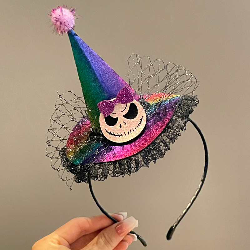 Κεφαλόδεσμος για Halloween με σκούρο σχέδιο αράχνης, χειροποίητος, από μίγμα υλικών, unisex