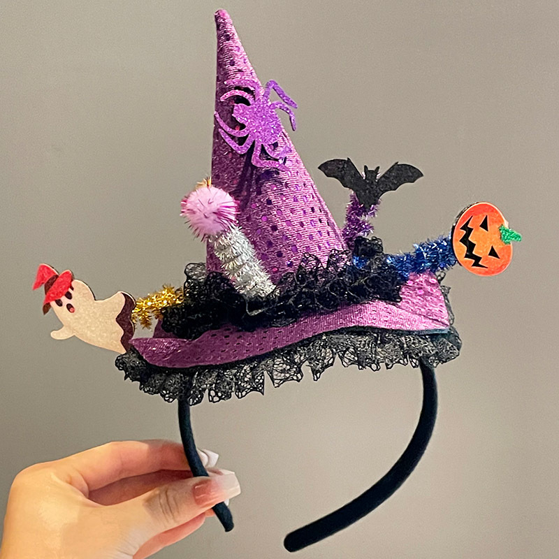 Κεφαλόδεσμος για Halloween με σκούρο σχέδιο αράχνης, χειροποίητος, από μίγμα υλικών, unisex